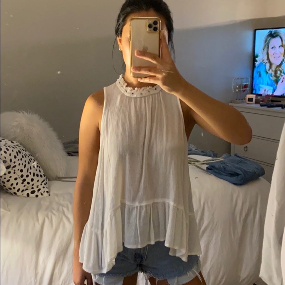 High neck flowy tank top